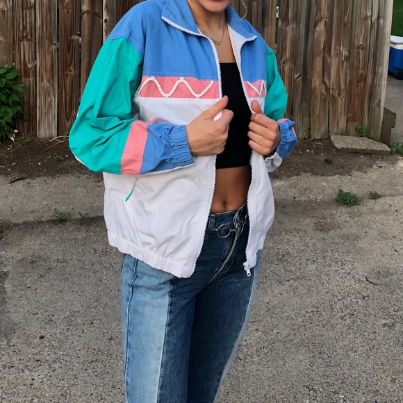 Jackets & Blazers - 90s pastel zip up!